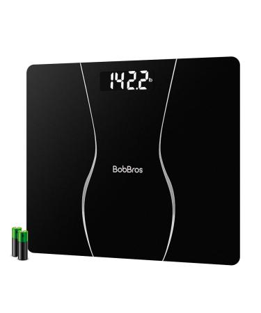 Digital Scale for Body Weight - Step-On Technology Bathroom Scale, High Accuracy Within 0.2 lb/0.1 kg, 400 Pounds/180Kgs Capacity by BobBros (Black)