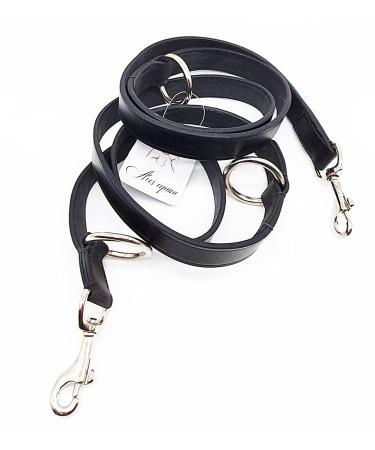 POLICE STYLE LEATHER DOG TRAINING LEAD 80 INCH LONG BLACK BROWN TAN GREY (BLACK 3/4 INCH WIDE) BLACK 3/4 INCH WIDE