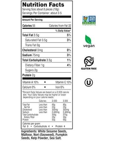  SEAPOINT FARMS Seapoint Farms Seaweed Crisps Seaweed Sheets Baked Salty Snack Non-GMO Pumpkin Sesame Flavor Crispy Seaweed Snack 35g Pack of 4 - Buy Online on GoSupps.com