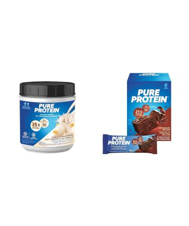 Pure Protein Whey Protein Powder - High Protein Low Sugar Gluten Free - Fast-Acting Formula & Bars - Nutritious Gluten Free protein bar made with Whey protein blend - low sugar