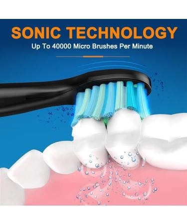 FamiHealth Rechargeable Electric Sonic Toothbrush for Adults - 5 Modes, 10 Heads, Black - Buy Online on GoSupps.com