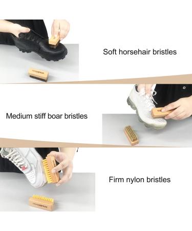 Shoe Cleaning Brush Set - 3 Pack with Nylon, Boar, and Horsehair Bristles for Leather, Suede, Canvas - Wooden Sneaker Cleaner for Bags & Accessories - Buy Online on GoSupps.com