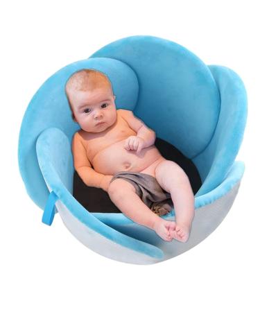 Baby Bath Lotus Cushion Sink Bather Petal Newborn Bathtub Mat Bathing Tub Seat Support Lounger Flower Bathing Pad Non-Slip Safety Sink Insert Tub Blue