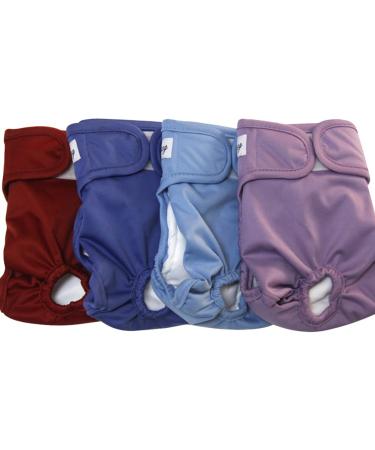 JoyDaog Dog Diapers for Female and Small Dogs Reusable Size S 4 Pack Small (Pack of 4) 4 Solid Colors