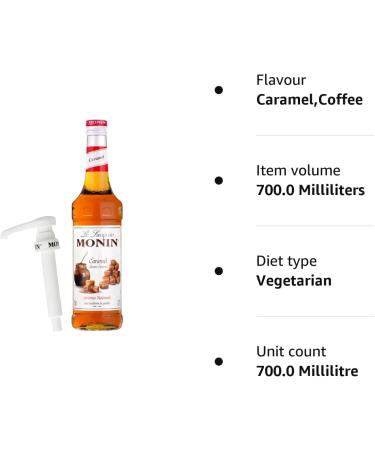 Monin Caramel Coffee Syrup 70cl Glass Bottle & 70cl Pump Set - 2 Count (Pack of 1) - Buy Online on GoSupps.com