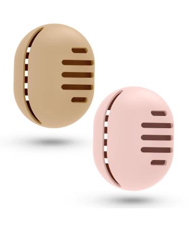 Fauxomor make-up sponge holder-2 pieces breathable silicone Beauty flender travel bag for all sizes of make-up sponge sustainable portable cosmetics tool pink+khaki 1 piece (2-pack) C-khaki+pink (5 line)
