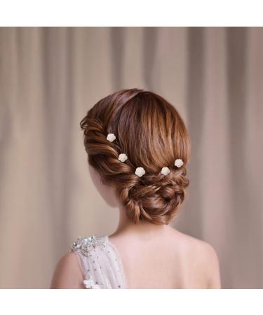 Lurrose 12pcs Glitter White Rose Spiral Hair Pins - Bridal Wedding Prom Accessories - Buy Online on GoSupps.com