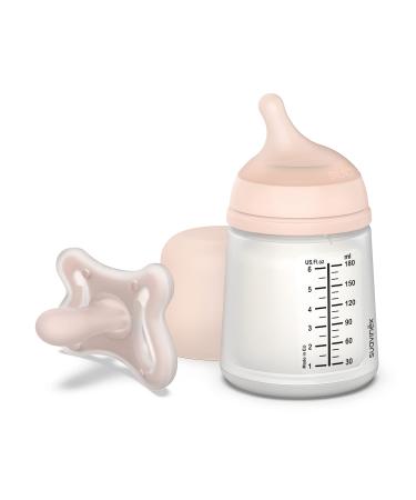 Suavinex Zerozero baby bottle set 180 ml adaptable flow + mini pacifier for babies from -2 to 2 months 2 units skin colors