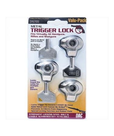 Gunmaster 38295/MTL 100 Metal Trigger Lock, Triple, Clam Pack