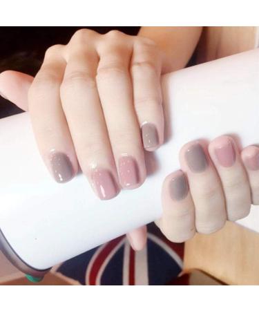Shop HUIL Cute Light Gray Powder Square Head Artificial Nails - Durable False Nails for Stunning Looks - Buy Online on GoSupps.com