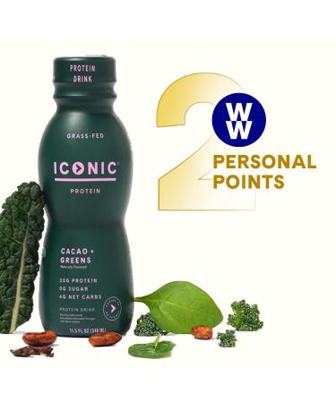 Iconic Cacao + Greens Protein Drinks (12 Pack) | Grass Fed, Organic Veggies & Cacao | Low Carb, Lactose Free, Soy Free | Keto Friendly - Buy Online on GoSupps.com