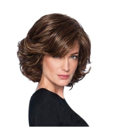 Waselia Real Hair Lace Front Curls Brown Wig | Short Fluffy Cosplay Hair | Women's Realistic Anti-Warping Brown Curly Wigs - Buy Online on GoSupps.com