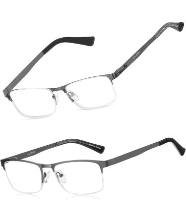 EYECEDAR 5-Pack Reading Glasses for Men Metal Gunmetal Half Frame Spring Hinges Eyeglasses Readers 2.00 Metal Grey 2.0 x - Buy Online on GoSupps.com