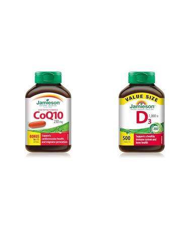 CoQ10 250 mg Extra Strength - Coenzyme Q10 Non-GMO Gluten-Free & Vitamin D 1 000IU 500 Tablets