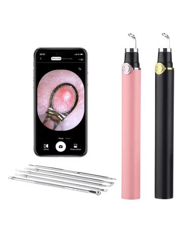 Blackhead Remover Tools Visible Pimple Popper Extractor Tool Kit with Visible Camera for Blemish Whitehead Popping Waterproof Rechargeable Blackhead Extractor Tool for iPhone iPad & Android (Pink)