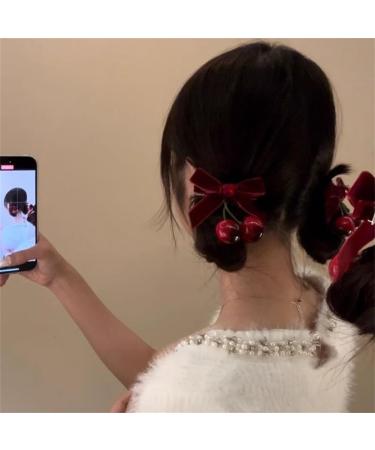 Hair Clips Red Fruit Ribbon Hair Clip Bowknot Hair Pin For Girls Women Girls Hair Accessories Cherry Bow Tie Bead Ball Hair Clip for Toddler Girls Christmas Gifts for Girls Red - Buy Online on GoSupps.com