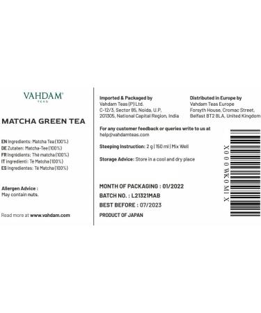 VAHDAM Matcha Green Tea Powder 1.76oz - Authentic Japanese Culinary Grade Matcha for Lattes & Smoothies - Buy Online on GoSupps.com