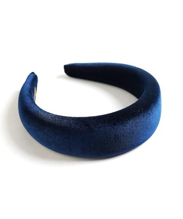 UCUNJIA Round Velvet Headband 1.8cm Thick Crown Headband Women Hair Headband(Blue)