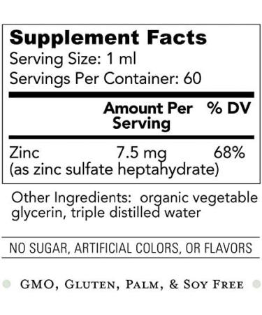 Organic Liquid Zinc Sulfate - Pure 7.5mg Ionic Zinc Supplement for Skin Health and Immune System Support - Non-GMO Vegan Formula - 2 Fl Oz - Buy Online on GoSupps.com