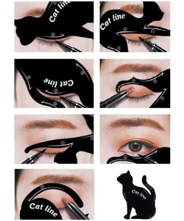 WOO LANDO Cat Eyeliner Template for Precise Eyeliner Set of 2 Cat Shapes for Eyeliner Smokey Eyes and Cat Eyes Reusable Flexible and Ideal for Beginner Makeup - Buy Online on GoSupps.com