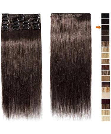Buy SEGO Clip in Hair Extensions - 100% Remy Human Hair Dark Brown #2-1 20 (50cm) 70g - Affordable Quality Wefts for Stunning Styles - Buy Online on GoSupps.com