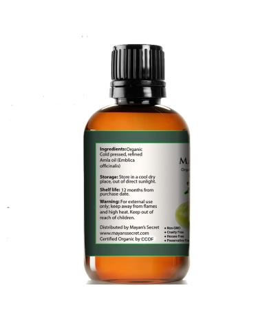 Mayan's Secret 4oz Pure Amla Oil - Cold Pressed Virgin Organic USDA Certified for Hair Growth - Buy Online on GoSupps.com