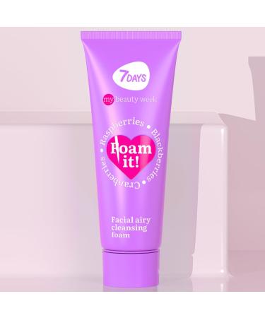 7DAYS Facial Foaming Cleanser for All Skin Types | Hydrating Cleansing Foam with Raspberry Blackberry Blueberry Cranberry and Blackcurrant Extracts | Face Wash and Make-Up Remoover 80 ml