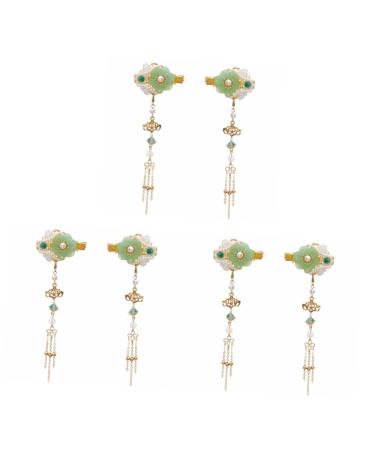 FRCOLOR 3 Pairs Tassel Hair Clip Women Hairpin Hanfu Hairpin Hair Clip for Hair Chinese Hair Sticks Kimono Flower Hair Clip Hair Accessories for Women Wedding Pearl Jade Miss Side Clip