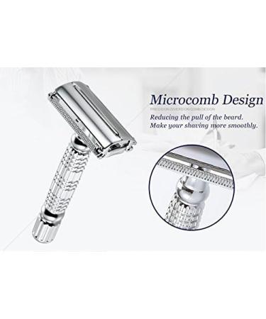 Butterfly Safety Razor - Heavy Duty Twist To Open Double Edge Safety Razor for Men Shaving Kit with 10 blades and Henri et Victoria Samples Butterfly Razor Mechanism - Buy Online on GoSupps.com