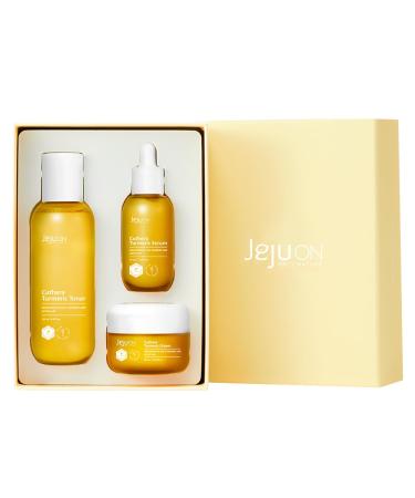 Cuthera Turmeric 3-Piece korean Skincare Set Essence Toner Serum Cream - Vegan Anti-Aging Hydrating Moisturizing Jeju Natural Ingredients Elasticity care Pore care Skin Calming