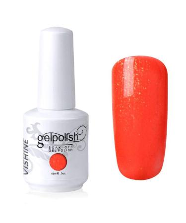 Vishine Nail Salon UV Manicure Polish Soak Off Gel Polish Nail Art Pearl Orangered(635) #635