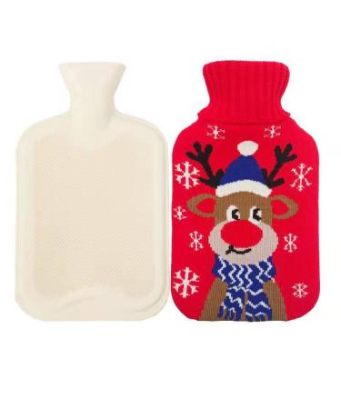 MYAMIA 1L Hot Water Bottles with Cover Rubber Hot Water Bag Pain Relief Hot Water Bag-D