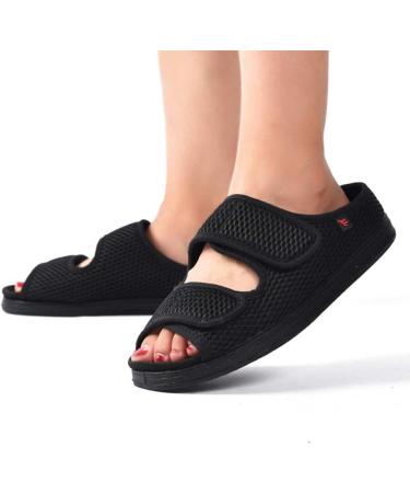 Yytcsjz Men's Memory Foam Diabetic Slippers - Adjustable Edema Sandals for Swollen Feet - Black (Size 5) - Buy Online on GoSupps.com