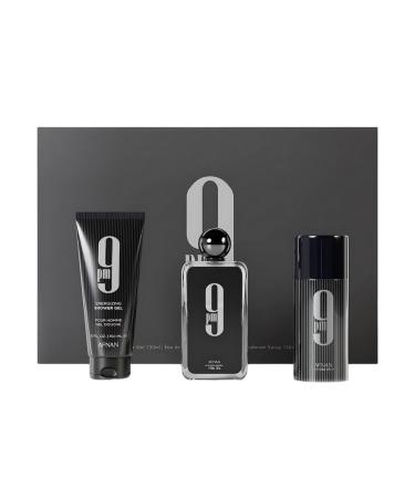 Afnan 9 Pm 3 Piece Set for Men (3.4 Oz De Parfum Eau De Parfum Spray + 5.0 Oz Shower Gel + 5.0 Oz Perfume Deodorant) 9 PM Gift Set