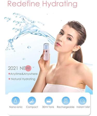 Nano Facial Mister Pink 30ml Mini Water Mister for Face USB Mini Face Mist Nano Mist Sprayer Handy Moisturizing Mist Sprayer Facial Moisturizing Mist Rechargeable Handy Mister for Skin Care - Buy Online on GoSupps.com
