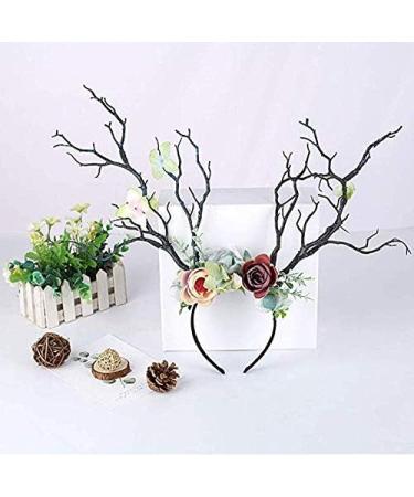 Chronstyle Christmas Elk Antlers Headband - Cute Floral Hair Hoop for Women & Girls | Perfect for Carnival Parties - Buy Online on GoSupps.com