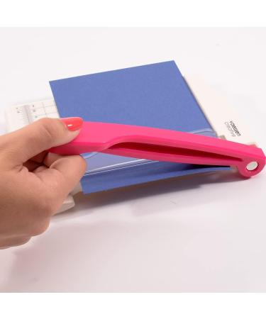 Vaessen Creative Trim Easy Mini Guillotine Cutter - 4x6 Trimmer for Paper, Cardstock, Foam, Felt & More - White/Pink - Buy Online on GoSupps.com