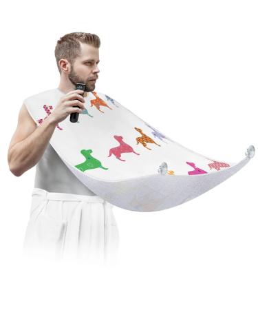 Colorful Dog Beard Bib Apron Beard Bib Hair Catcher for Men Shaving and Trimming Non-Stick Waterproof Beard Cape Grooming Cloth with 2 Suction Cups Gifts for Men