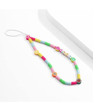 Handmade Colorful Mobile Phone Lanyard - Rainbow Fruit Wrist Strap for Women | Cute Polymer Clay Design - Buy Online on GoSupps.com