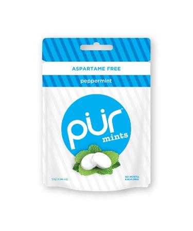 PUR Mints Sugar Free Mints With Xylitol, Aspartame Free + Gluten Free, Vegan & Keto Friendly - Natural Peppermint Flavored Candy, 50 Pieces (Pack of 1) Peppermint 50 Count (Pack of 1)