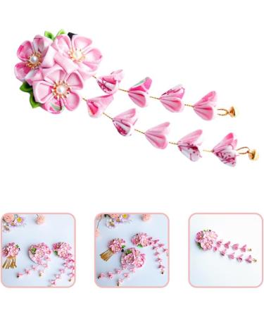 Gadpiparty Japanese Hair Accessories Hair Accessory Tassel Hairpins Floral Hair Clip Hair Ornament Flower Hair for Weddings Hanfu Hair Accessories Alloy Women's Pink Manual Clip - Buy Online on GoSupps.com