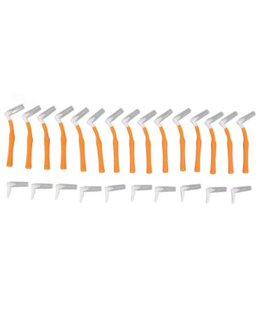 Small interdental brush L-shaped push-pull interental brush oral care tooth whitening toothpick jaw-friendly cleaning brush orange 25 pieces