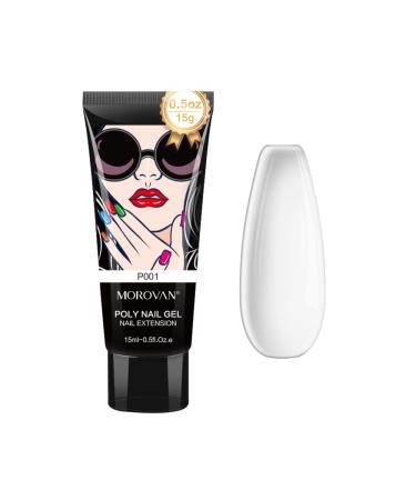 Morovan Poly Gel Nail- 15ml Clear Gel Nail Builder Gel Nail Gel Trendy Nail Art Design Nail Extension Gel Salon Nail Easy DIY Salon Nail at Home for Nail Art Beginner & Professional
