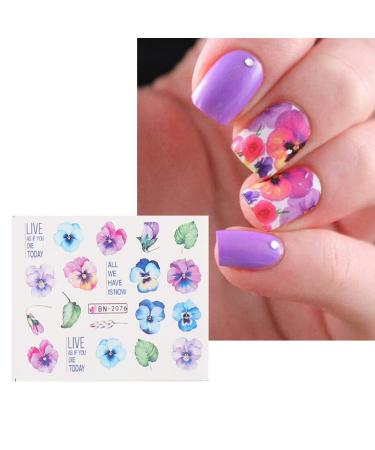 12pcs Flower Nail Art Stickers - Water Decals for Nails - Spring Rose Floral Leaf Designs - Summer Manicure Decoration - Nail Art Supplies - Buy Online on GoSupps.com