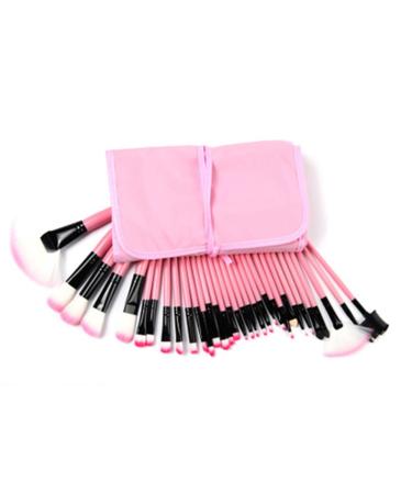 JHion 32 Pcs Synthetic Foundation Powder Concealers Eye Shadows Makeup Brush Sets Pink