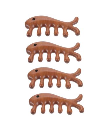 Healeeved 4 pieces massage comb in fish form gua Sha facial tool combs for men wooden ridge comfortable massage comb hair sticks for curly hair golden sandal wood women