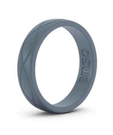 Enso Rings Womens Infinity Silicone Wedding Ring  Hypoallergenic Wedding Band for Ladies  Comfortable Band for Active Lifestyle  4.5mm Wide, 1.5mm Thick (Slate, 7)