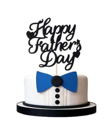 Happy Father's Day Cake Toppers Black Best Dad Cake Topper for Dad Father day Decoration Happy Father's Day Sign for Cake Glitter Cupcake Toppers Cake Toppers Birthday Cake Decorations Father Party Black Cake Topper