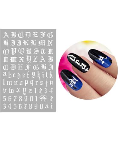 FRCOLOR 4 Sets English Number Nail Stickers Holographic Letter Nail Art Stickers Old English Alphabet Nail Decals for Women Girls DIY Nail Decoration Manicure - Buy Online on GoSupps.com