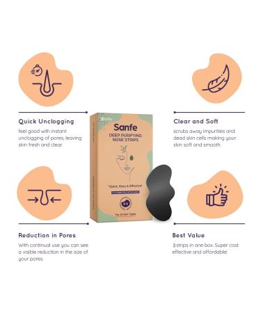 Sanfe Deep Purifying Nose Strips for Women - 3 Pack | Remove Blackheads & Whiteheads Cleanse Pores with Fuji Green Tea & Witch Hazel - Buy Online on GoSupps.com